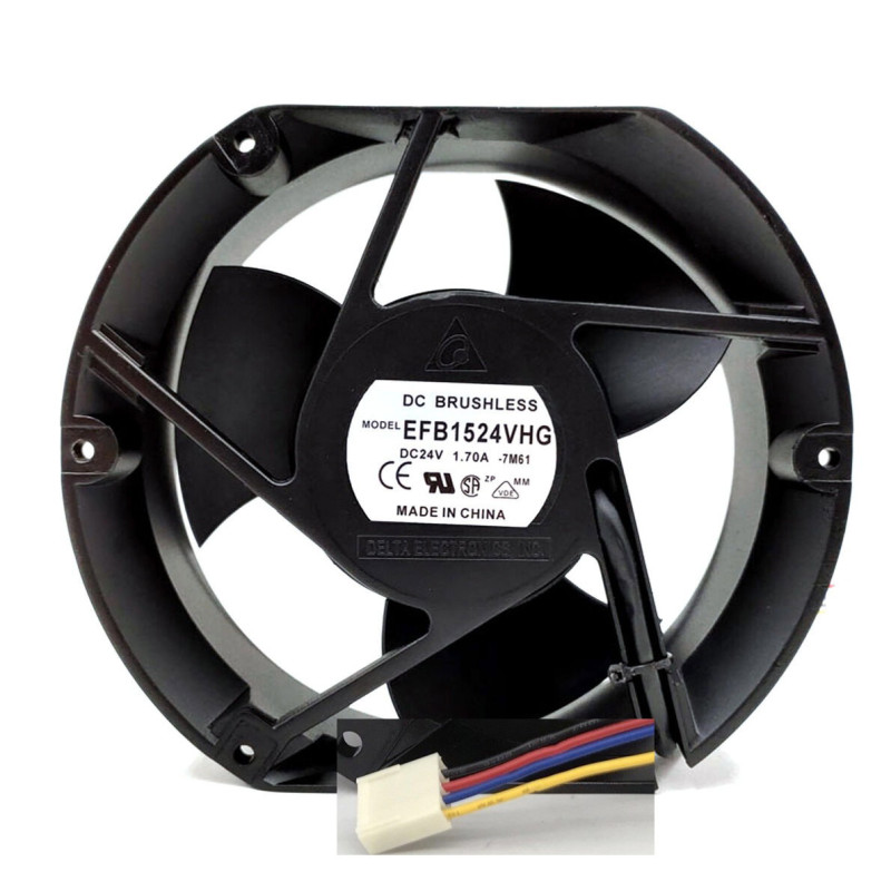 Delta EFB1524VHG-7M61 ,Ebat 172x150x51mm,Besleme 24vdc 1.70A 28W,Hava 325-Cfm,4-Kablo Fan