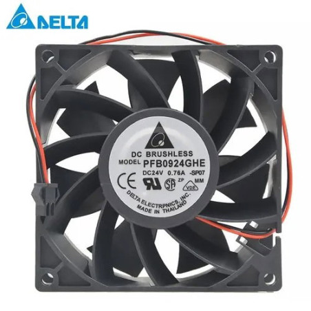Delta PFB0924GHE ,Ebat 92x38mm,Besleme 24vdc 0.76A 15W,130-Cfm,2 Kablo Fan