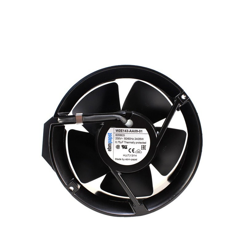 EbmPapst W2E143-AA09-01 ,Ebat 172x51mm,Rulmanlı,Besleme 220vac 0.12A 26W,Hava 260-Cfm,2-Kablo Fan