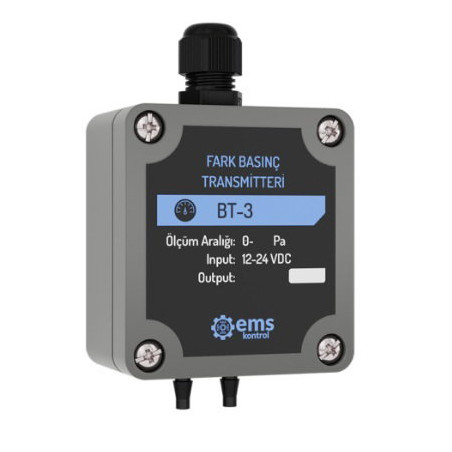 Ems BT-305-10 ,Besleme 24vdc,Ölçüm 0..10kPA,Çıkış 0..10v,Fark Basınç Sensör Transmitter