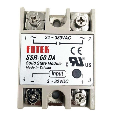 Fotek SSR-60DA ,Güç 1x380vac 60 Amper,Kontrol 3v..30vdc,1-Faz,Dc-Ac,Solid State Röle