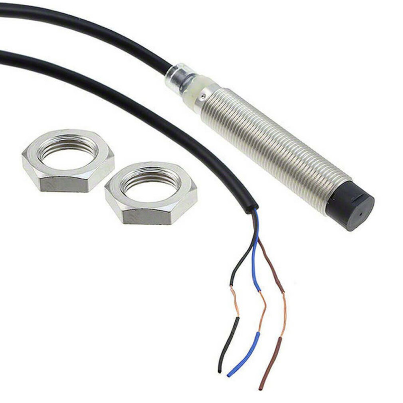Omron E2B-M12LN08-WP-C1 ,Ebat M12x70mm,Ölçüm 8mm,Çıkış NPN-NO,Besleme 10v..30vdc,3-Kablo 2mt,Endüktif Metal Sensör