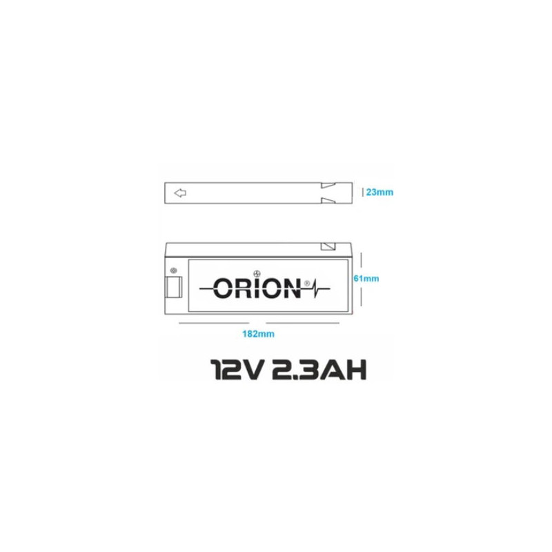 Orion ORN-1223 ,12v 2.3ah 178x35x61 mm Kuru Akü