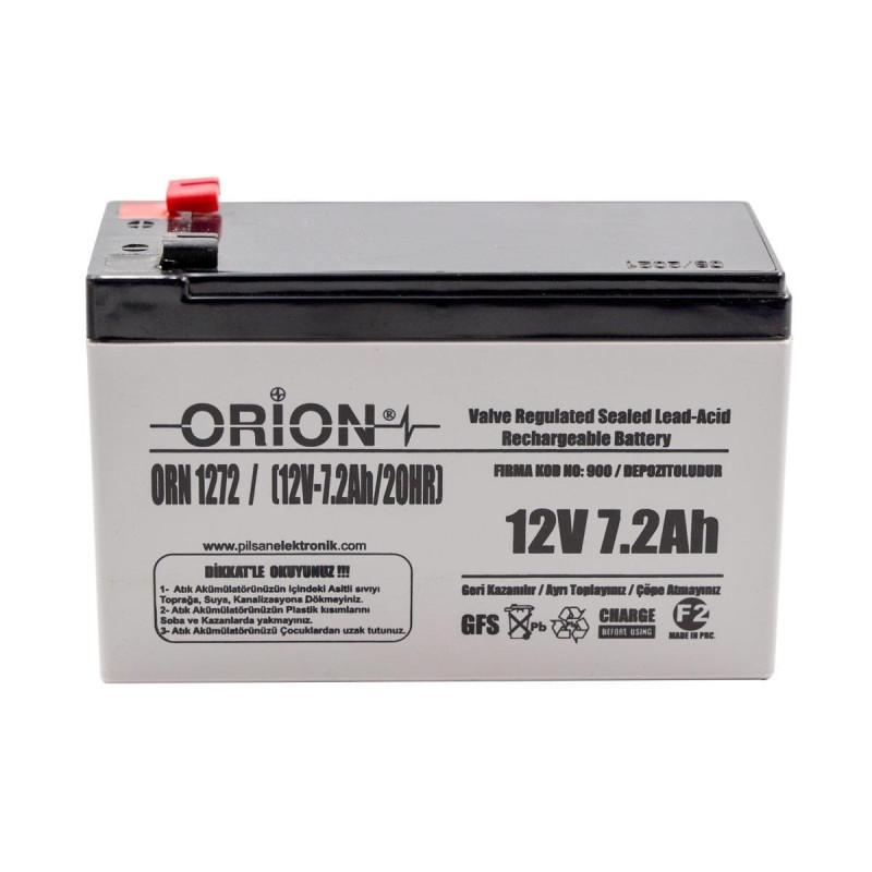 Orion ORN-1272 ,Ebat 151x65x94 mm,12v 7.2ah,Kuru Akü