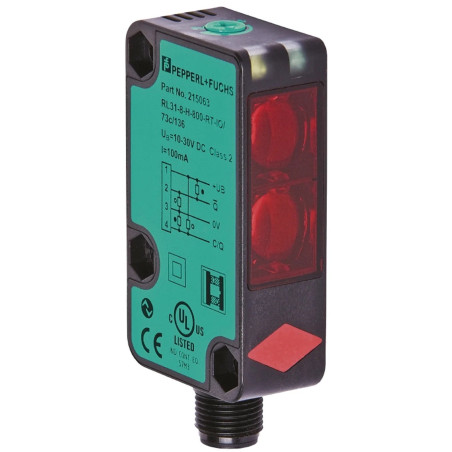 PepperlFuchs RL31-8-H-800-RT 73c 136 ,Ölçüm 800mm,Ebat 62x35x18, Çıkış PNP NPN-NO NC,Besleme 10v..30vdc,Soket M12 4pin,Cisim Fot