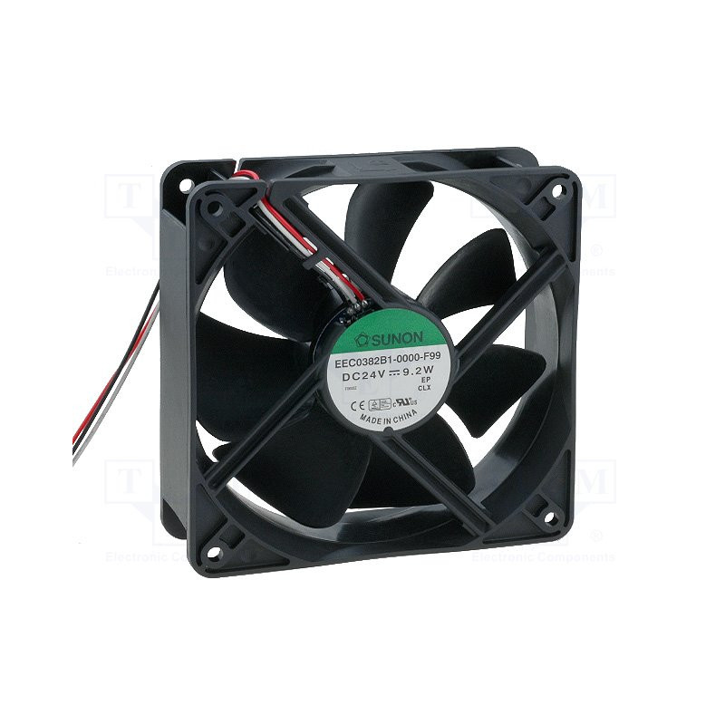 Sunon EEC0382B1-000U-F99 ,Ebat 120x38mm,Besleme 24vdc 0.35A 9.2W,Hava 138-Cfm,3-Kablo Fan