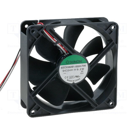 Sunon EEC0382B1-000U-F99 ,Ebat 120x38mm,Besleme 24vdc 0.35A 9.2W,Hava 138-Cfm,3-Kablo Fan