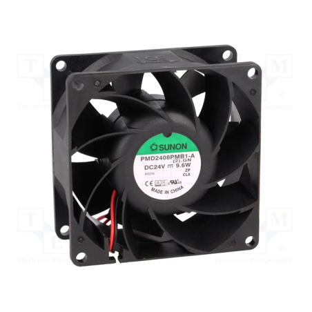 Sunon PMD2408PMB1-A. 2 .GN ,Ebat 80x38mm,Besleme 24vdc 0.40A 9.6W,Hava 84-Cfm,2-Kablo Fan