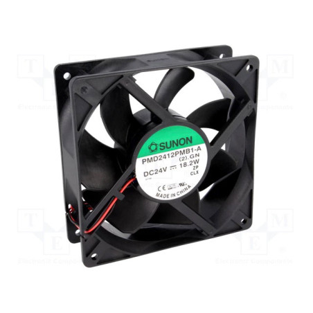 Sunon PMD2412PMB1-A ,Ebat 120x38mm,Besleme 24vdc 0.76A 18.2W,Hava 180-Cfm,2-Kablo Fan