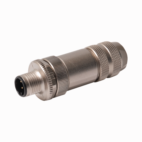 Zhong M12MG-D4K ,Düz Seyyar Metal,M12 4pin Erkek,D-CODE,Soket Konnektör