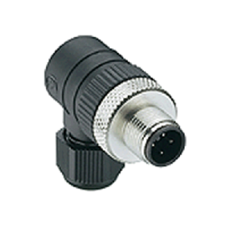 Zhong M12PGF-4D ,Açılı Seyyar,M12 4pin Erkek,B-CODE,Soket Konnektör