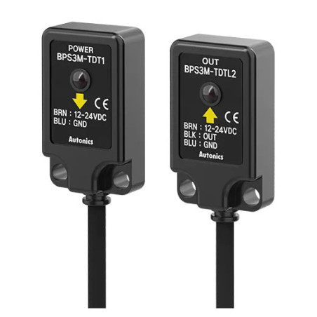 Autonics BPS3M-TDT ,Ebat 28x8x16mm,Ölçüm 3mt,Çıkış NPN-NO,Besleme 10v..30vdc,3-Kablo 2mt,Karşılıklı Fotosel