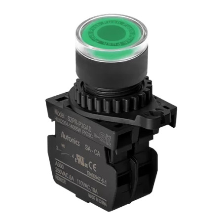 Autonics S2PR-P3GADM ,Montaj 22mm,Kontak 1A,Yeşil-24v Yaylı,M22 Buton