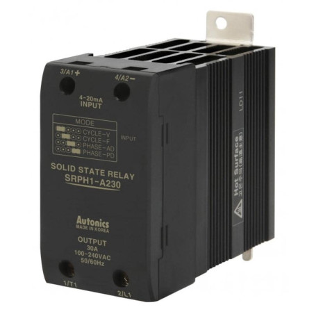 Autonics SRPH1-A230 ,Güç 1x220vac 30 Amper,Kontrol 4..20mA,Soğutuculu,Analog-Ac,Solid State Röle