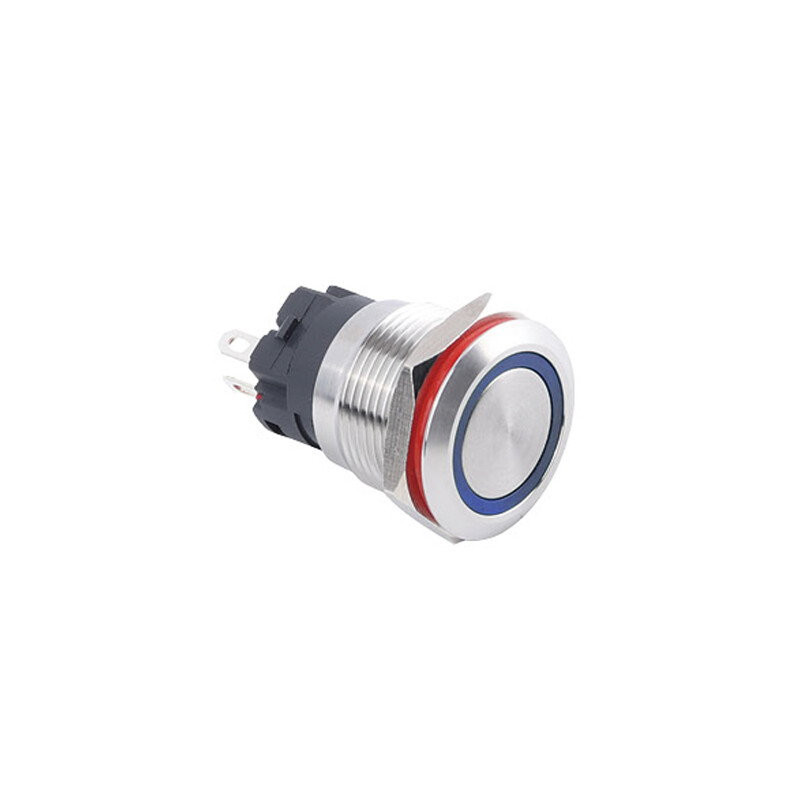 Çin 19H-P1-E-MV ,Montaj 19mm,Kontak-1A,Mavi-24v Yaylı,M19 Metal Buton