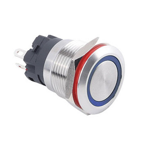 Çin 19H-P1-E-MV ,Montaj 19mm,Kontak-1A,Mavi-24v Yaylı,M19 Metal Buton