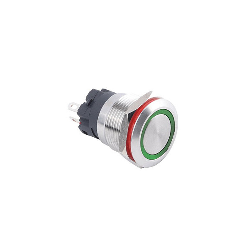 Çin 19H-P1-E-YŞ ,Montaj 19mm,Kontak-1A,Yeşil-24v Yaylı,M19 Metal Buton