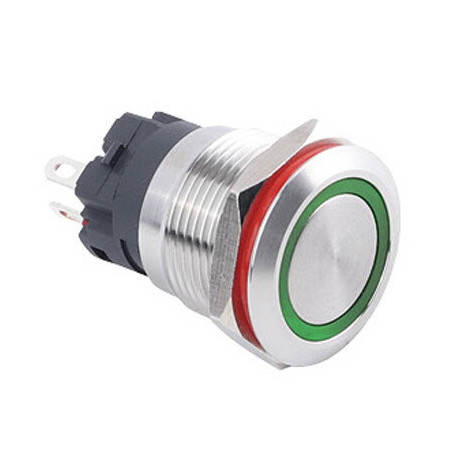 Çin 19H-P1-E-YŞ ,Montaj 19mm,Kontak-1A,Yeşil-24v Yaylı,M19 Metal Buton