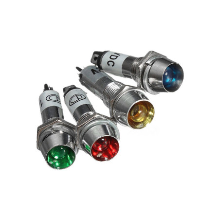 Çin N761L-LED24V-KR ,Montaj 8mm,Kırmızı-24v,Metal M8 Led Lamba