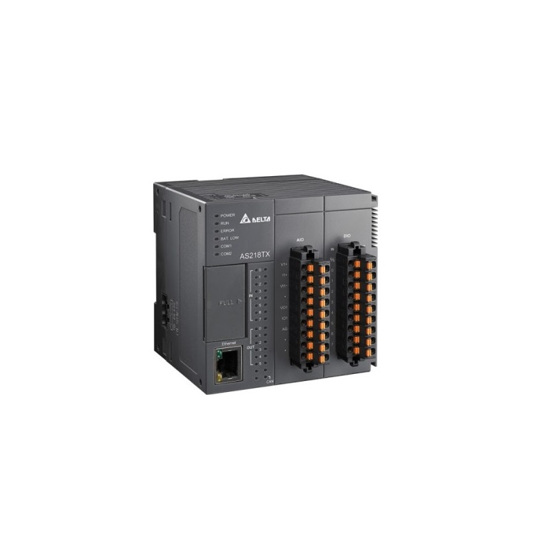 Delta AS218TX-A ,Besleme 24vdc,Giriş 8-Dijital 2-Analog,Çıkış 12-NPN 2-Analog,Ethernet,CanOpen,Hafıza 64K,Plc Cpu Modül