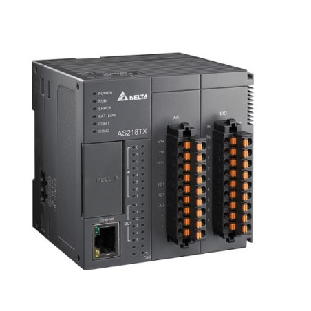 Delta AS218TX-A ,Besleme 24vdc,Giriş 8-Dijital 2-Analog,Çıkış 12-NPN 2-Analog,Ethernet,CanOpen,Hafıza 64K,Plc Cpu Modül