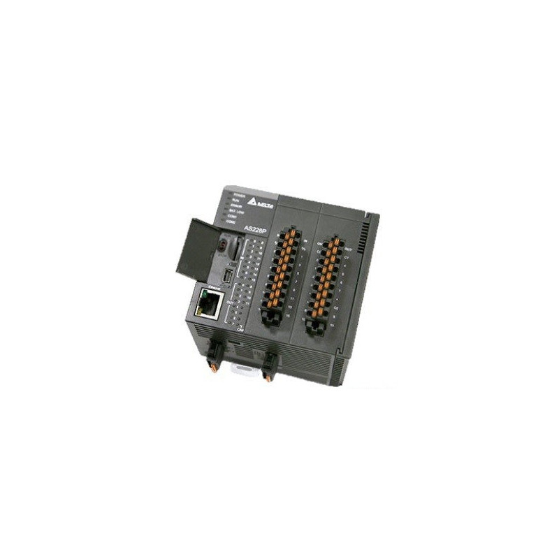 Delta AS228T-A ,Besleme 24vdc,Giriş 16-Dijital,Çıkış 12-NPN,Ethernet,CanOpen,Hafıza 64K,Plc Cpu Modül