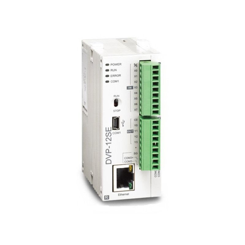Delta DVP12SE11T ,Besleme 24vdc,Giriş 8-Dijital,Çıkış 4-NPN,Usb,Ethernet,RS485,Plc Cpu Modül