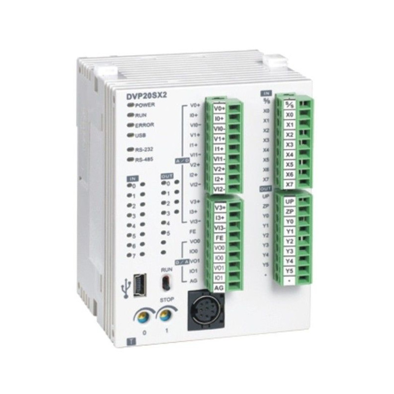 Delta DVP20SX211R ,Besleme 24vdc,Giriş 8-Dijital 4-Analog,Çıkış 12-Röle,Plc Cpu Modül