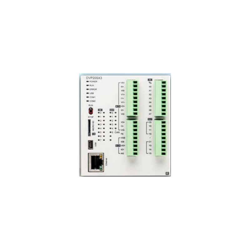 Delta DVP20SX311R ,Besleme 24vdc,Giriş 8-Dijital 4-Analog,Çıkış 12-Röle,Ethernet,CanOpen,Plc Cpu Modül