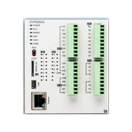 Delta DVP20SX311R ,Besleme 24vdc,Giriş 8-Dijital 4-Analog,Çıkış 12-Röle,Ethernet,CanOpen,Plc Cpu Modül