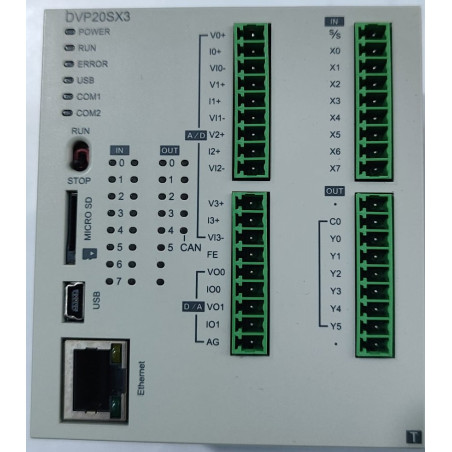 Delta DVP20SX311T ,Besleme 24vdc,Giriş 8-Dijital 4-Analog,Çıkış 12-NPN,Ethernet,CanOpen,Plc Cpu Modül