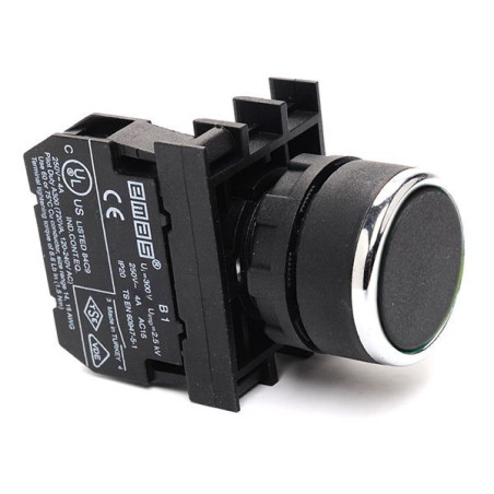 Emas B100DH ,Montaj 22mm,Kontak-1A,Siyah Yaylı,M22 Buton