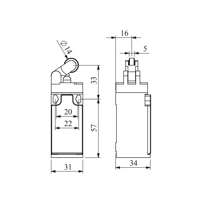 Emas L3K13MIP311 ,Plastik Gövde-31x34x70mm,Kontak-1A1K,Plastik Makara,Sınır Sivic