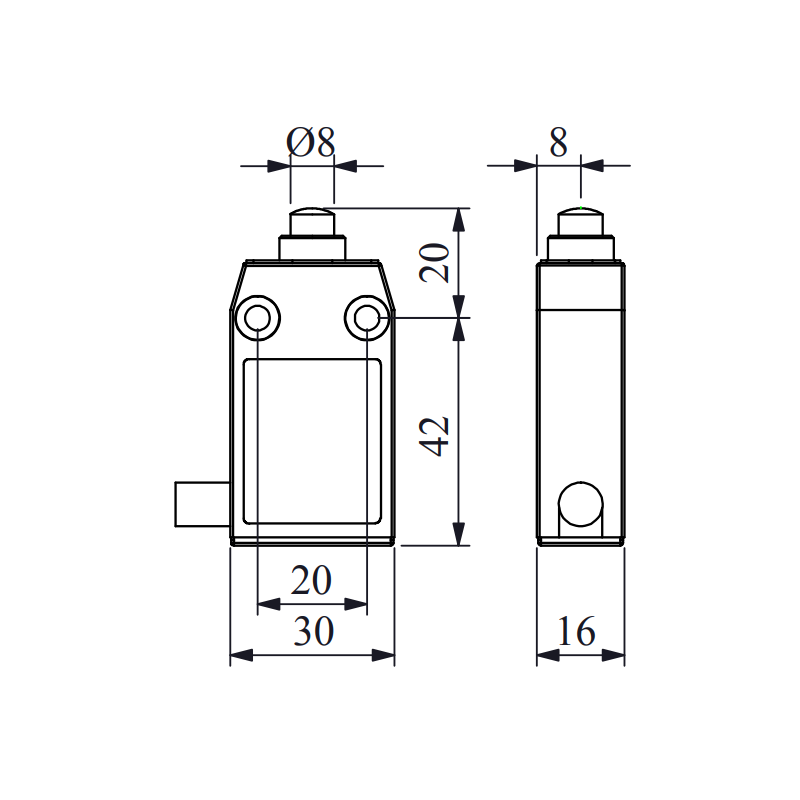 Emas L61K13PUM211 ,Metal Gövde-30x16x50mm,Kontak 1A1K,Metal Pim,Sınır Sivic