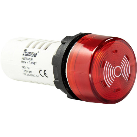 Emas MBZS220S ,Montaj 22mm,Kırmızı-220vac,Ses 90dB,M22 Buzzer Siren