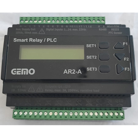 Gemo AR2-A-24VDC-14D ,Besleme 24vdc,Giriş 14-Dijital,Çıkış 10-Kontak,Plc Cpu Modül