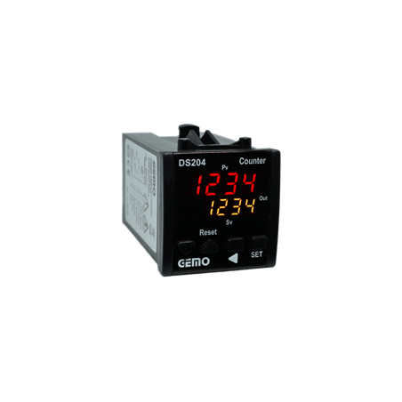 Gemo DS204-230VAC ,Ebat 48x48mm,Besleme 110v..220vacc,Çıkış Kontak 1A1K,4-Hane Sayıcı