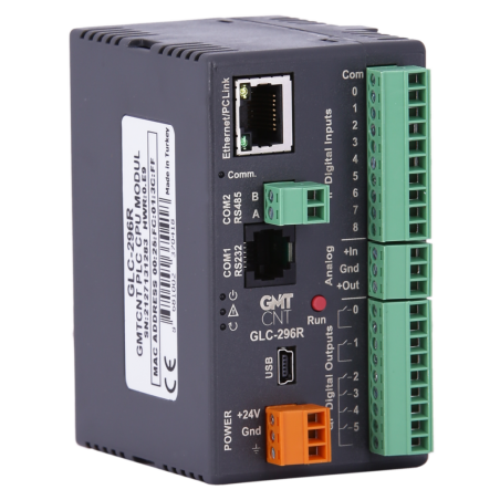 GmtCnt GLC-296R ,Giriş 9-Dijital 1-Analog,Çıkış 6-Röle 1-Analog,Ethernet,Plc Cpu Modül
