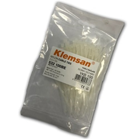Klemsan YKB100B ,100x2.5mm,100-adet,Beyaz,Kablo Bağı