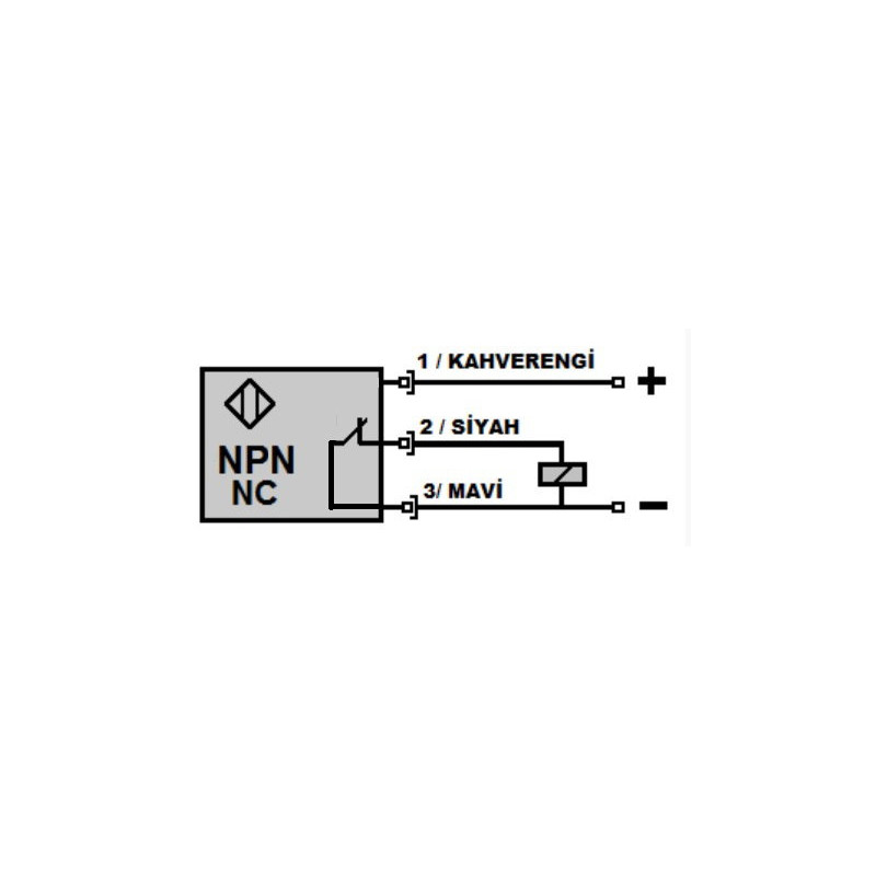 Mefa İKS-P40TA-NK ,Ebat 65x40x15mm, Ölçüm 5mm,Çıkış NPN-NC,Besleme 10v..30vdc,Ayar İptal,3-Kablo 2mt,İplik Sensör