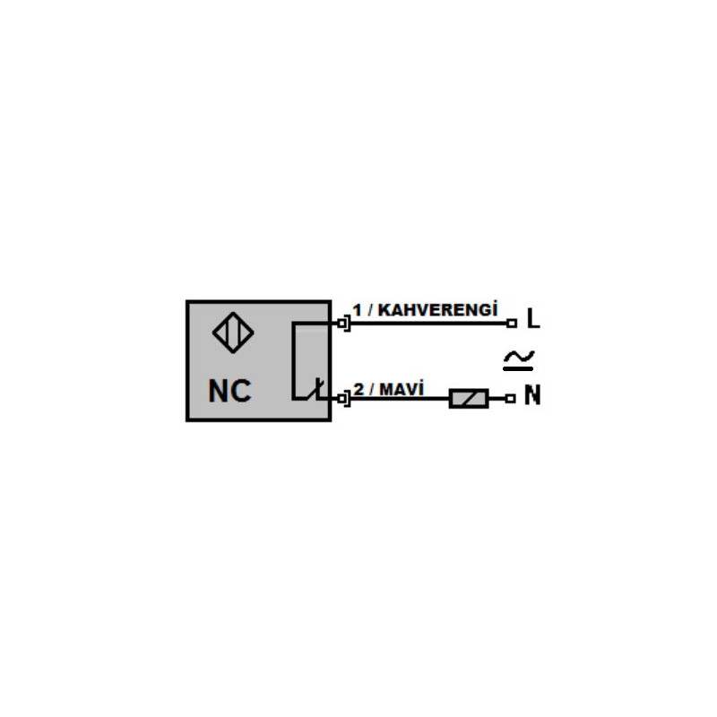 Mefa MM-S8-YK ,Ebat M8x38mm,Ölçüm 5..20mm,Besleme 24v..220vac dc,Çıkış AC DC-NC,2-Kablo 2mt,Manyetik Sensör