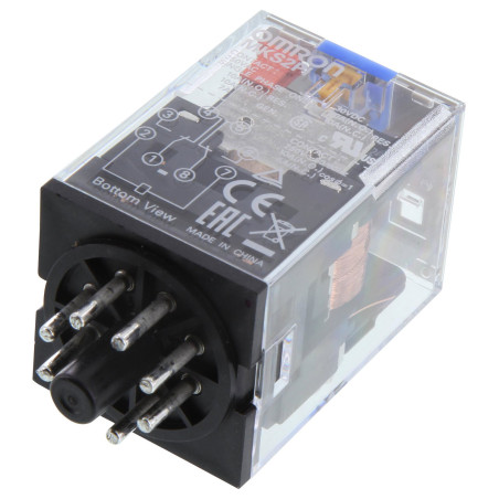 Omron MKS2PI-DC24 ,Bobin 24vdc,Kontak 2A2K 10 Amper,Led,Yuvarlak-8pin,Röle