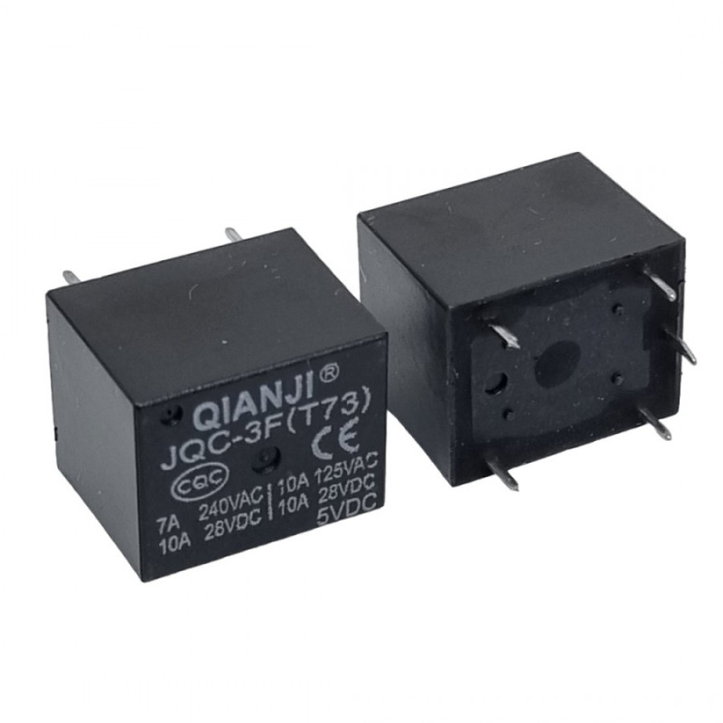 Qianji JQC-3F T73 -12VDC ,Bobin 12vdc,Kontak 1A1K 10 Amper,Pcb-5pin,Röle