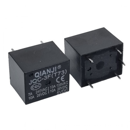 Qianji JQC-3F T73 -12VDC ,Bobin 12vdc,Kontak 1A1K 10 Amper,Pcb-5pin,Röle
