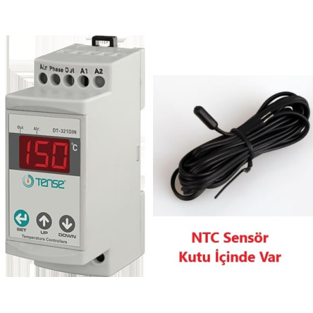 Tense DT-321DIN ,Ray Dın,Besleme 110v..220vac,Sensör NTC,Kontak-1A1K,Isı Kontrol Termostat