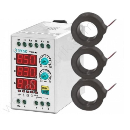 Tense TRM-50 ,Ray Tip,Besleme 220vac,Ayar 15..50 Amper,Kontak-1A1K,Dijital Motor Termik Akım Trafoları dahil