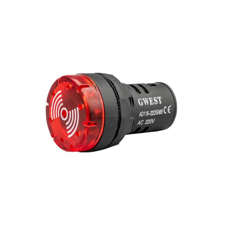 Gwest AD116-22DS MS 22DS MS ,Montaj 22mm,Kırmızı-220vac,Ses 90dB ,Led Flaşör, M22 Buzzer Siren