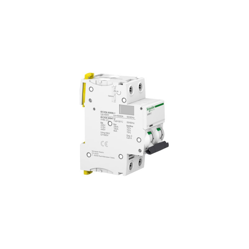 Schneider A9F74206 ,IC60N 6kA,2-Faz 2x6a,C-Tip,6 Amper,Otomatik Sigorta