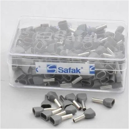 Safak UY-23015 ,Kesit 2x2.5mm ,Renk Gri,250-adet,Kablo Yüksük
