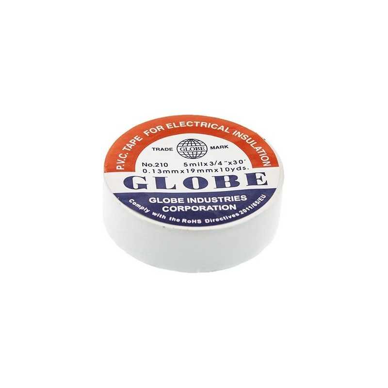 Globe NO210-BY ,Ebat 19mmx10mt,1-adet,Beyaz İzole Bant